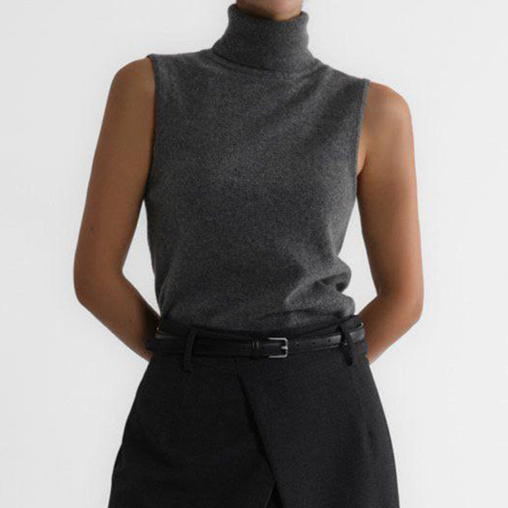 Tamsin | Knit Ribbed Turtle Neck Sleeveless Fitted Tank Top Women