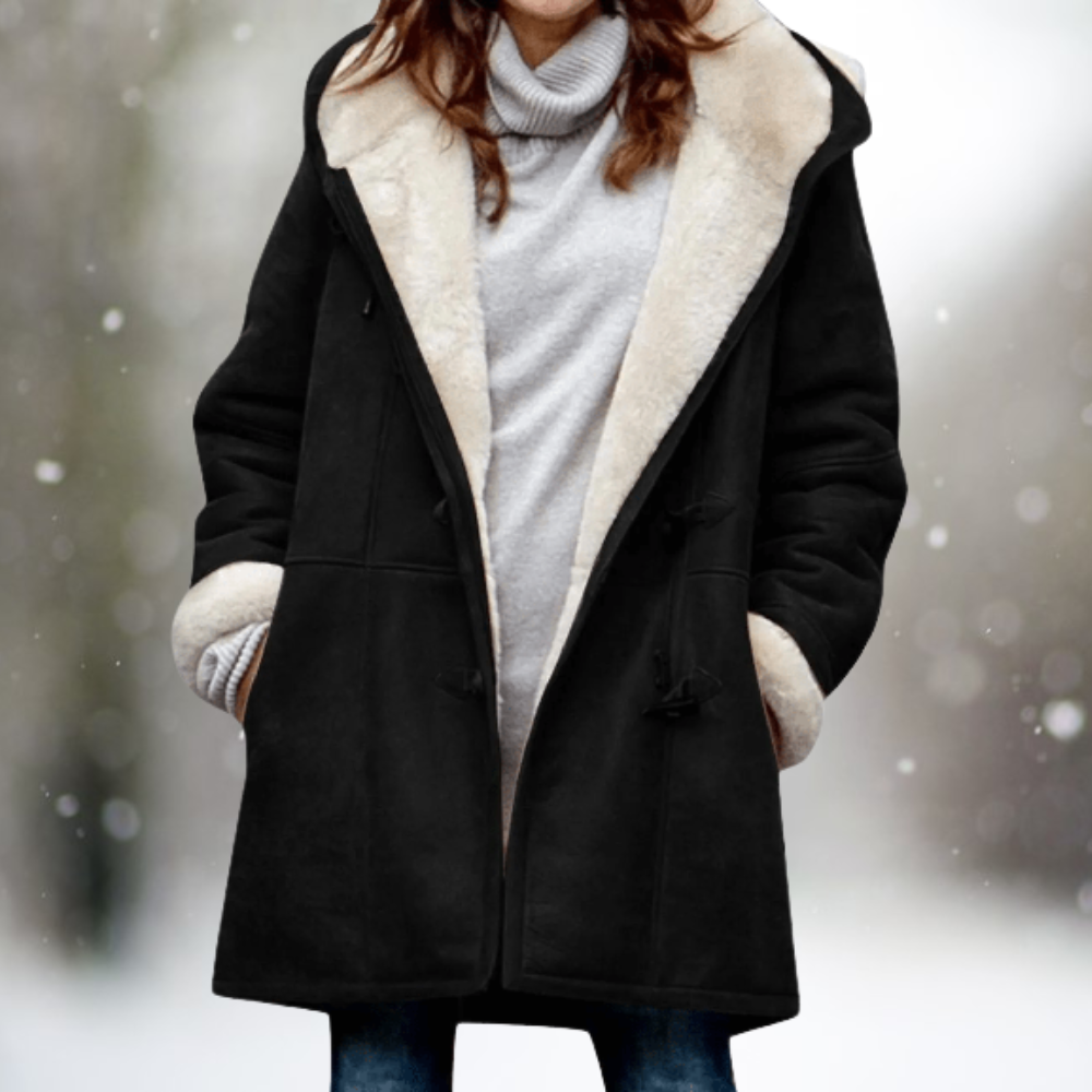 Suede-Look Hooded Jacket with Fleece Lining - Olive