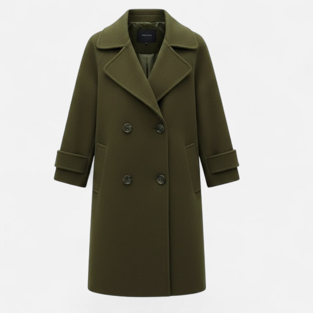 Romy | Tailored Double Breasted Lapel Collar Pocket Longline Oversized Coat Women
