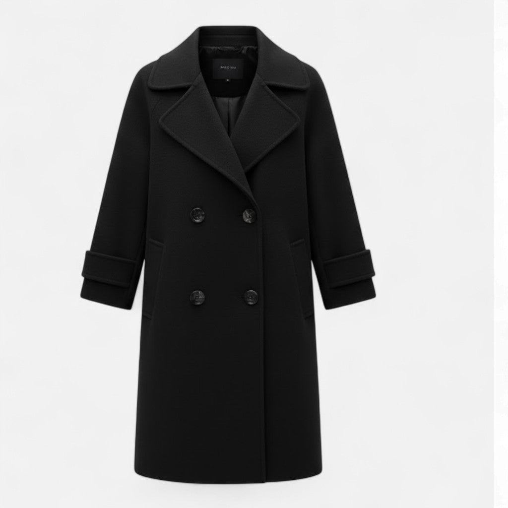 Romy | Tailored Double Breasted Lapel Collar Pocket Longline Oversized Coat Women