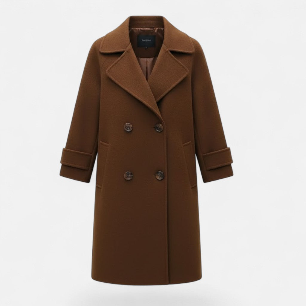 Romy | Tailored Double Breasted Lapel Collar Pocket Longline Oversized Coat Women