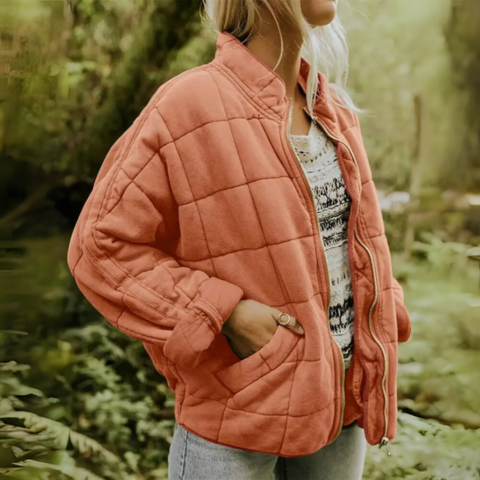 Willa | Oversized Boxy Zip Up Funnel Neck Collar Autumn Quilted Jacket Women