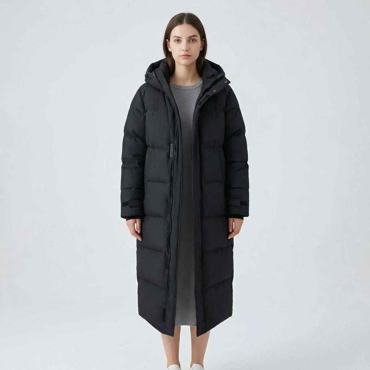 Rowan | Winter Oversized Zip Up Hooded Long Quilted Puffer Coat Women