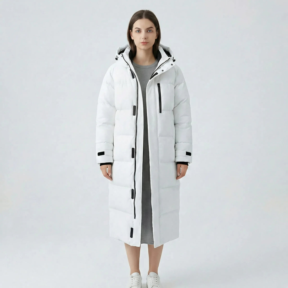 Rowan | Winter Oversized Zip Up Hooded Long Quilted Puffer Coat Women