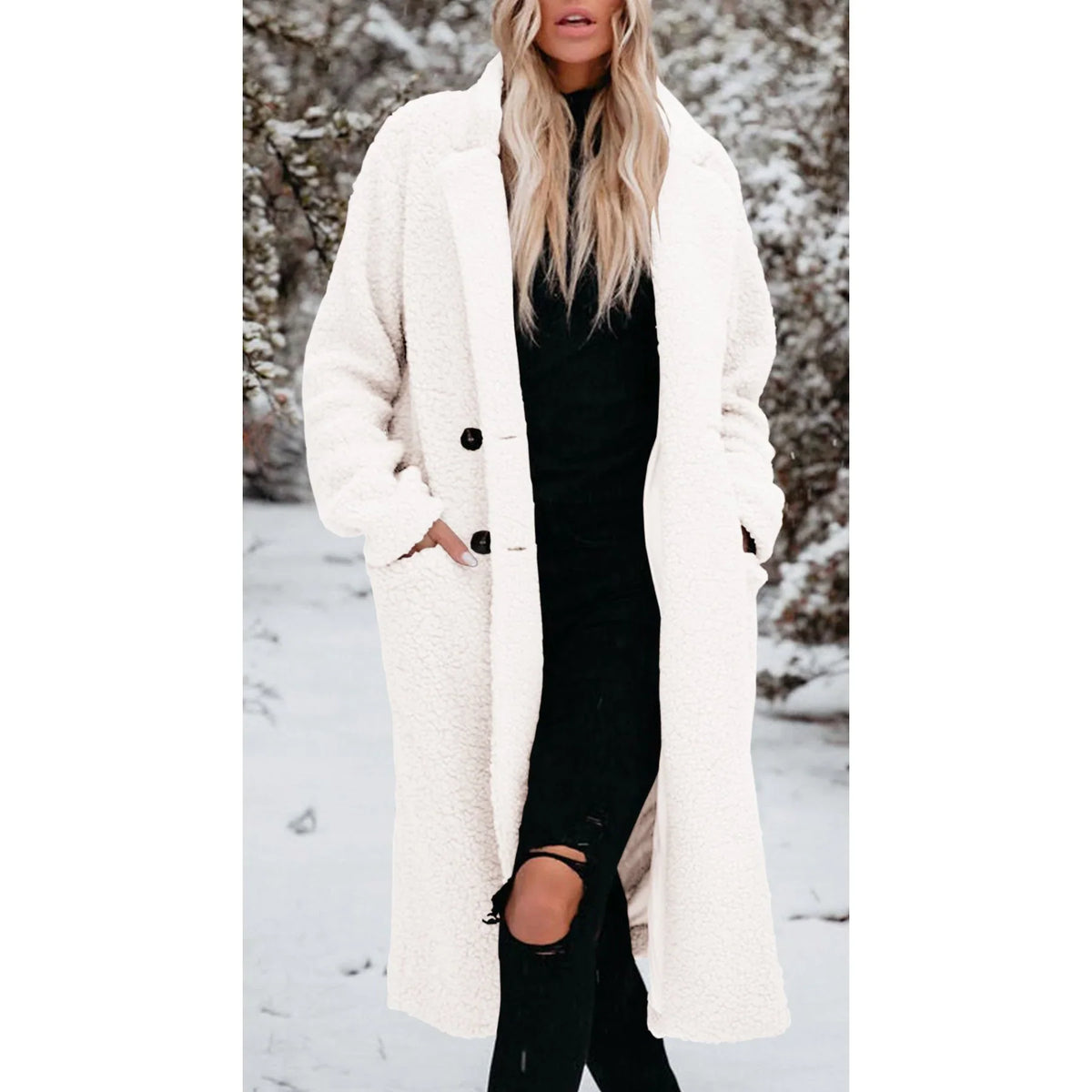 Blair | Oversized Double Breasted Lapel Buttoned Winter Long Teddy Coat Women