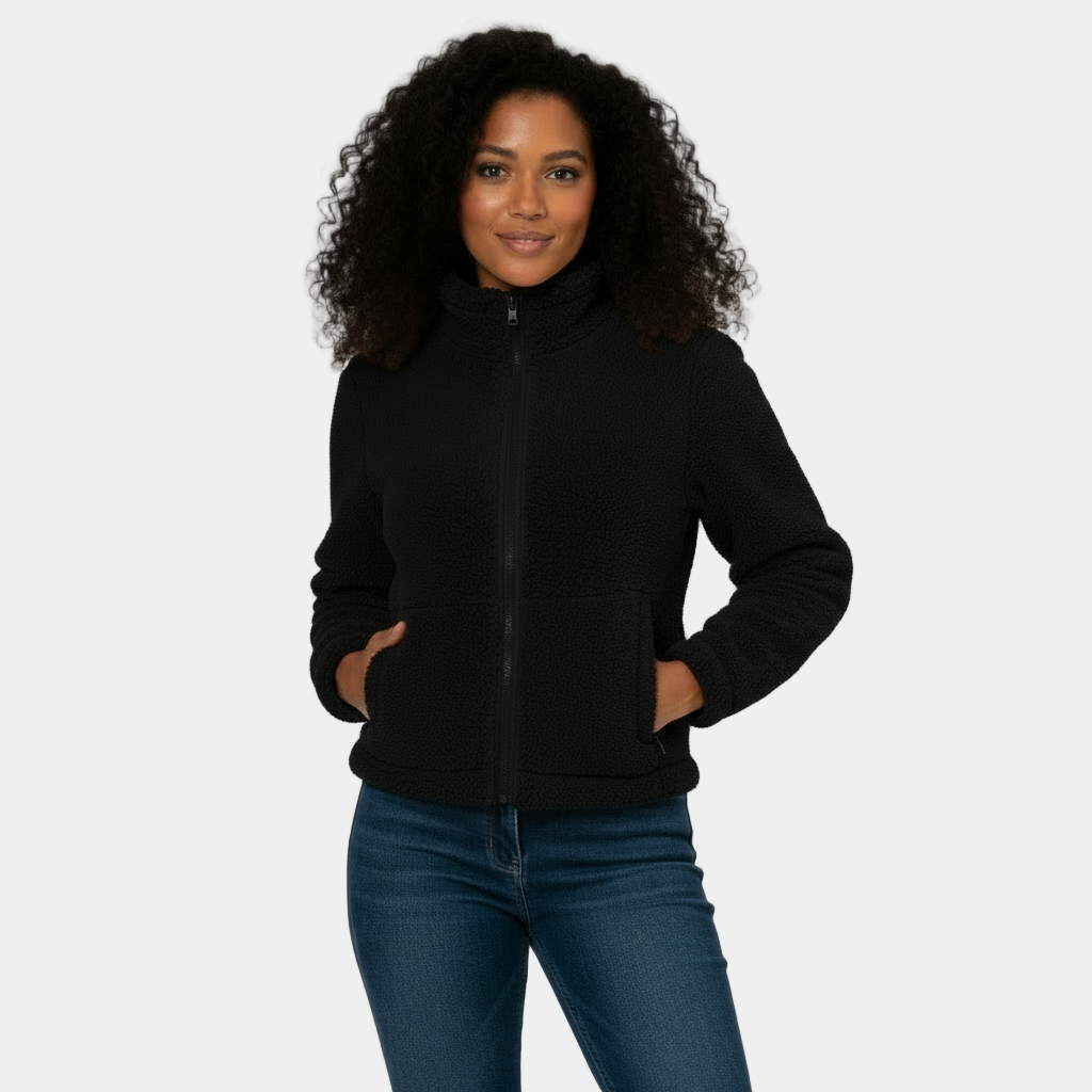 Lea | Winter Funnel Neck Full Zip Sherpa Pocket Fleece Jacket Women