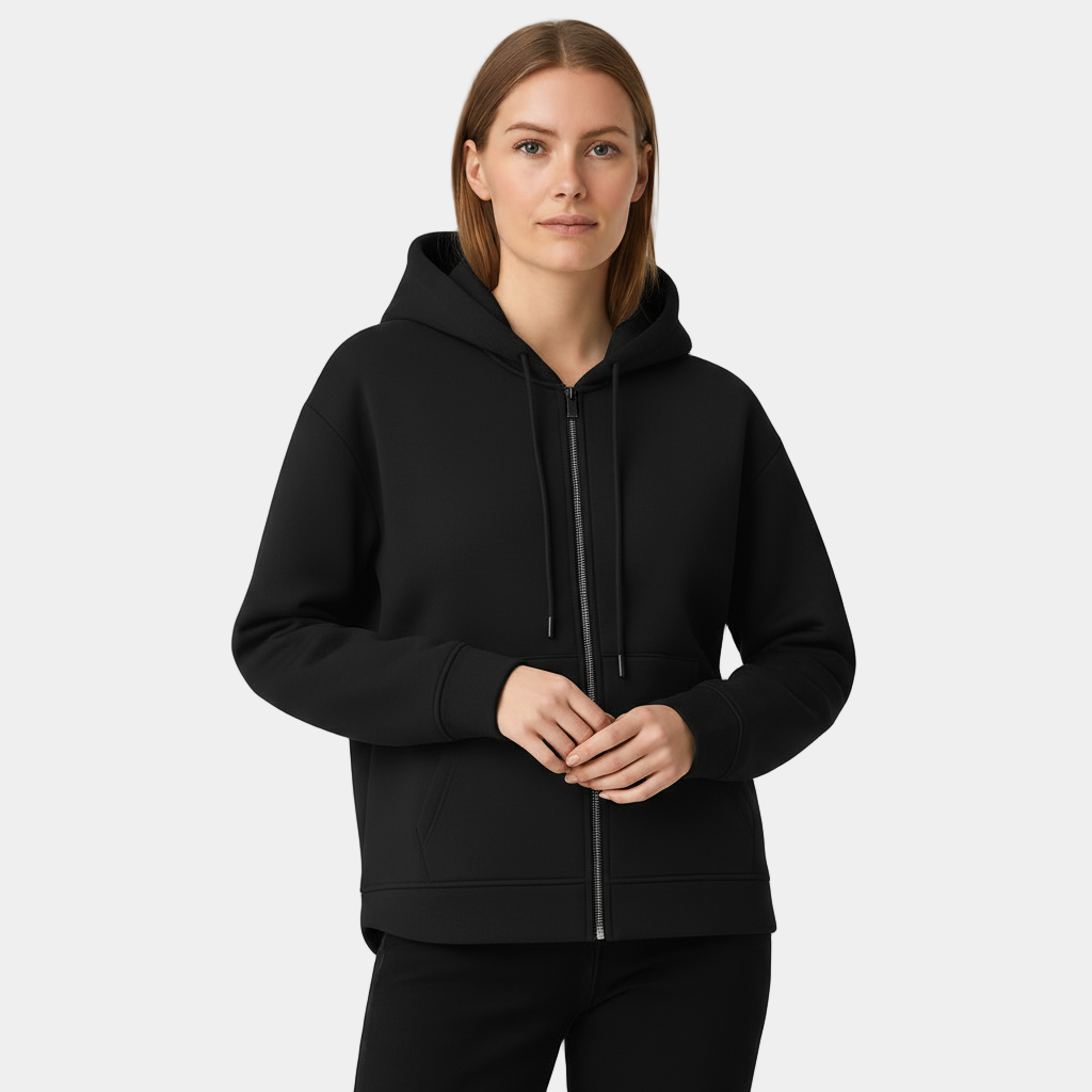 Cleo | Knitted Zip Up Drawstring Long Sleeve Side Pockets Autumn Oversized Hoodie Women