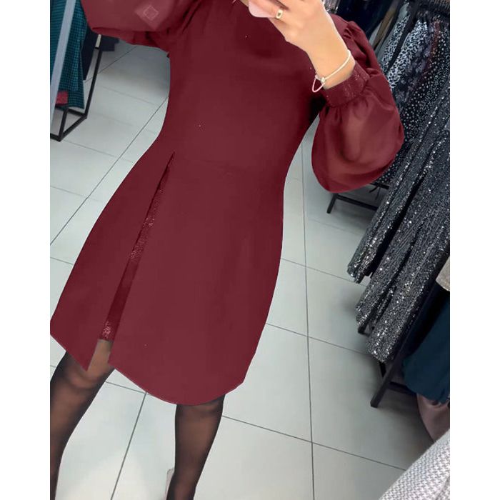 Bess | Sequin Sheer Long Sleeve Party Cocktail Dress Ladies
