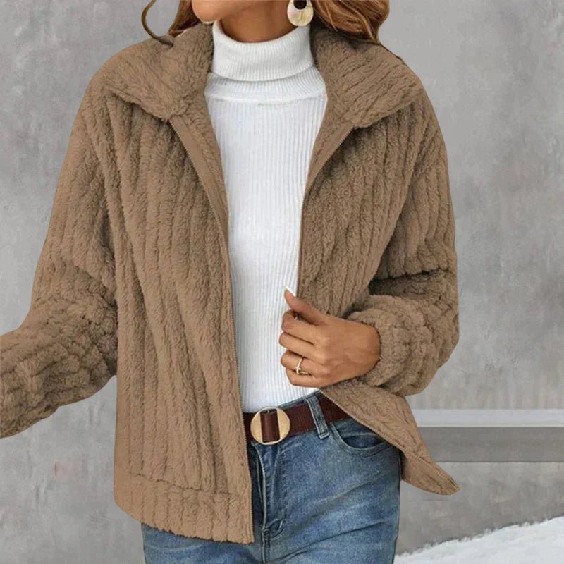 Carly | Winter Collared Full Zip Fluffy Faux Fur Fleece Jacket Women