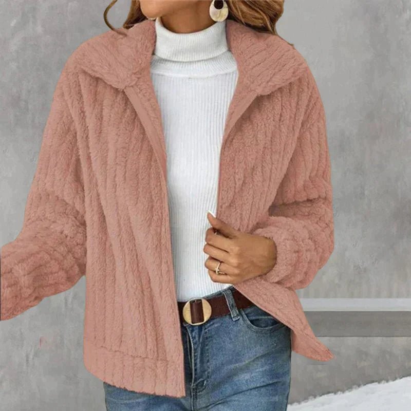 Carly | Winter Collared Full Zip Fluffy Faux Fur Fleece Jacket Women