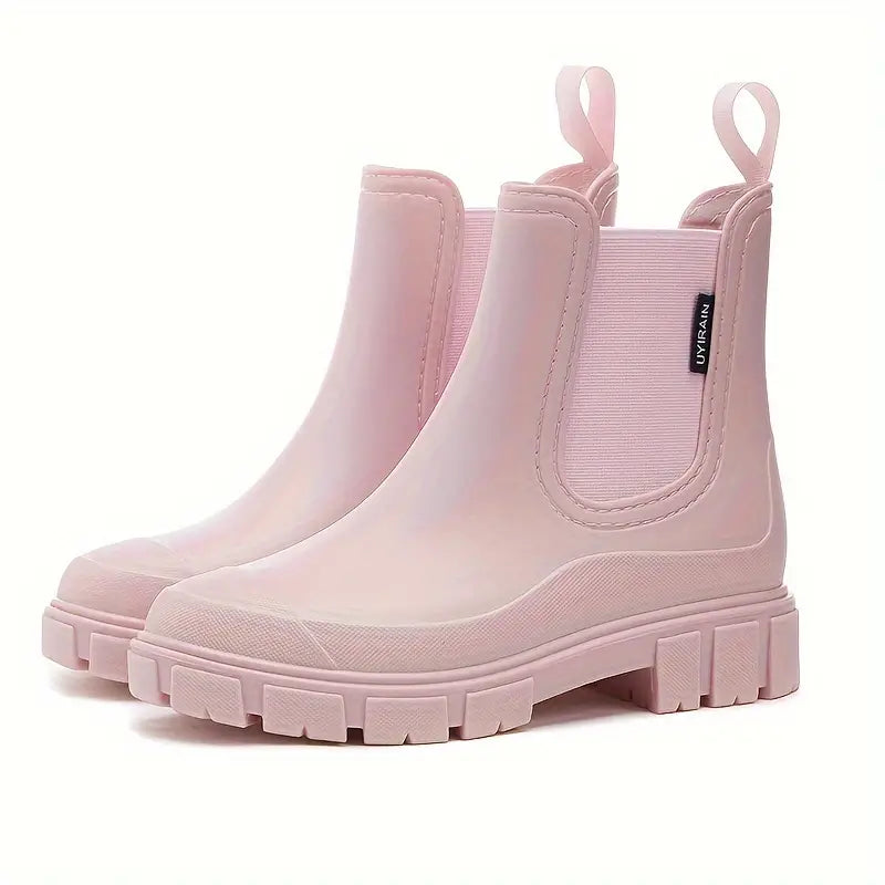 Suki | Round Toe Chunky Lug Autumn Platform Block Heel Chelsea Boots Women