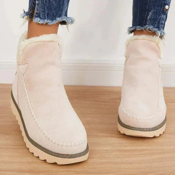 Nancy | Faux Suede Fleece Lined Platform Slip On Winter Ankle Snow Boots Women