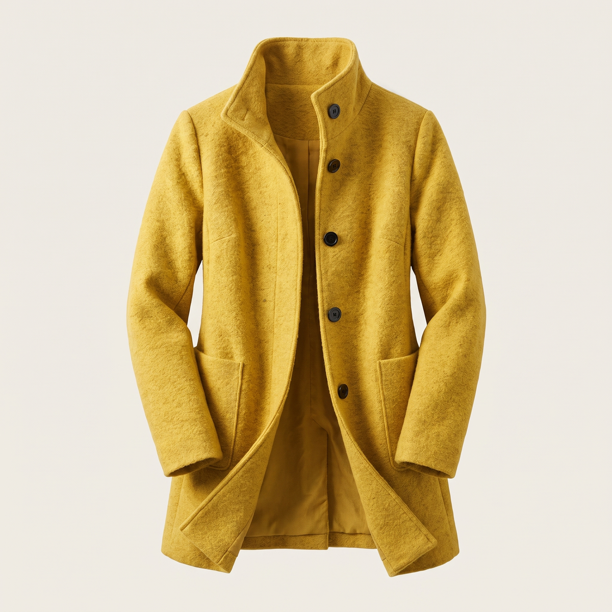 Honey | Funnel Neck Buttoned Pocket A Line Smart Tailored Coat Women