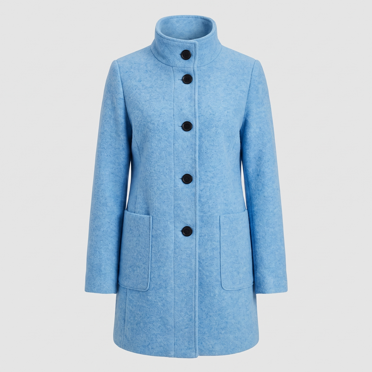 Honey | Funnel Neck Buttoned Pocket A Line Smart Tailored Coat Women