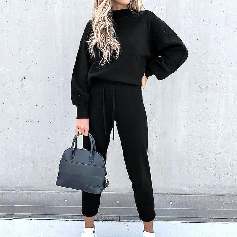 Ivy | Oversized High Neck Long Sleeve Straight Leg Knitted Autumn Winter Tracksuit Women