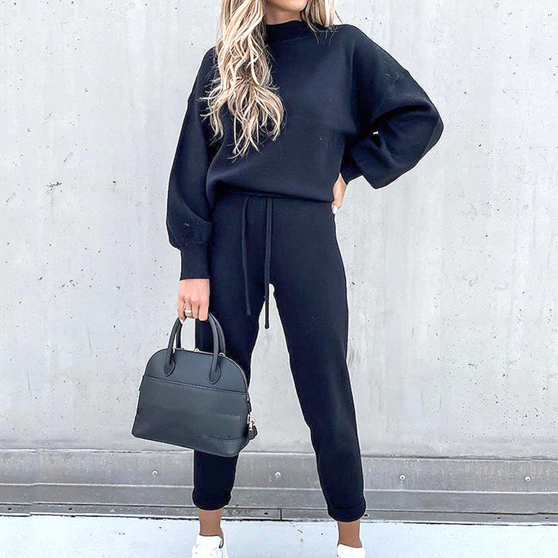 Ivy | Oversized High Neck Long Sleeve Straight Leg Knitted Autumn Winter Tracksuit Women