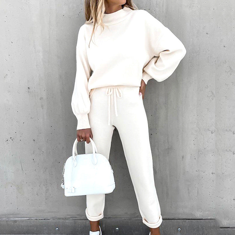 Ivy | Oversized High Neck Long Sleeve Straight Leg Knitted Autumn Winter Tracksuit Women