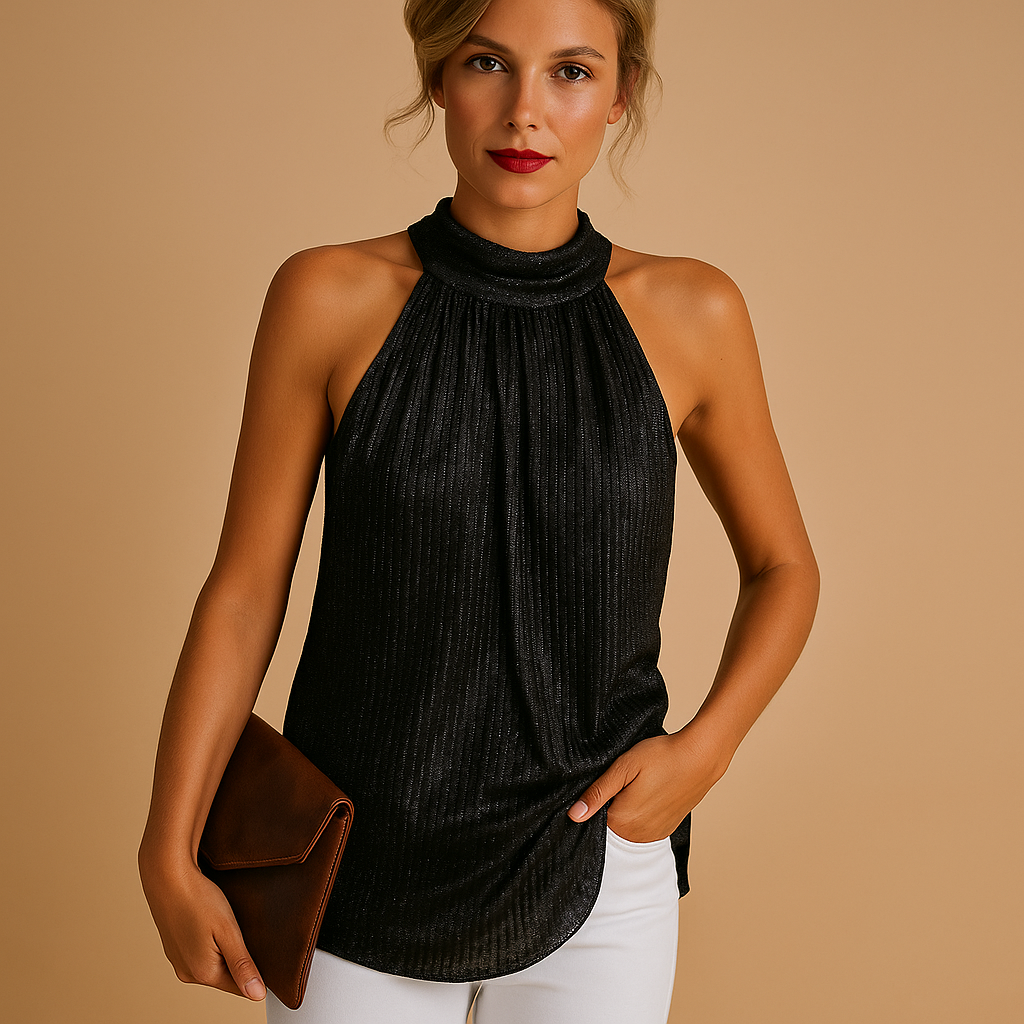 Keira | Sequin Sparkly Glitter Textured Ruched Sleeveless Going Out Party Longline Top Women