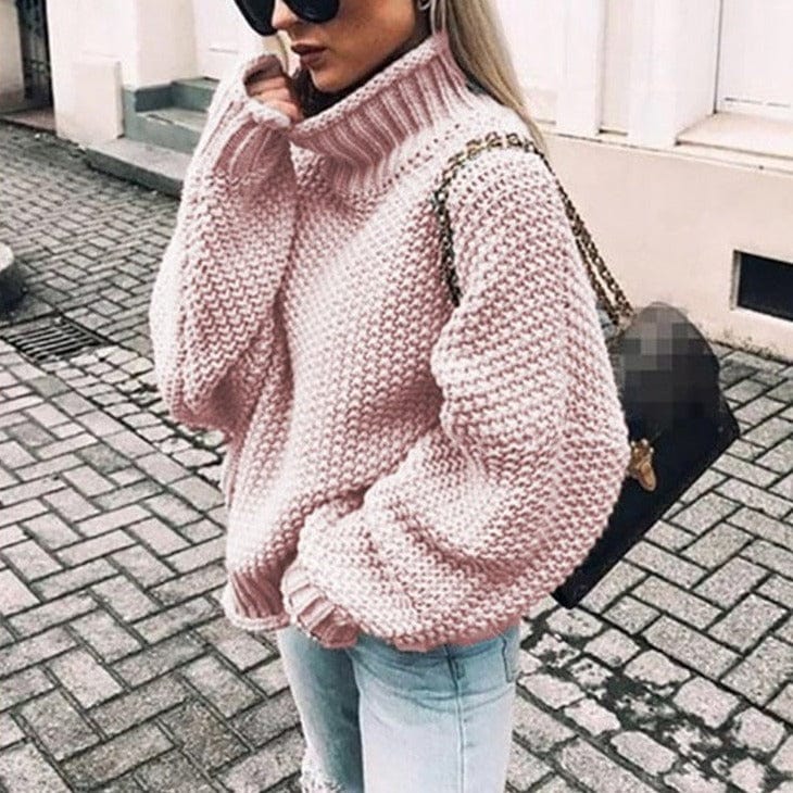 Mia | Oversized Chunky Drop Shoulder Long Sleeve Ribbed Turtleneck Winter Jumper Women