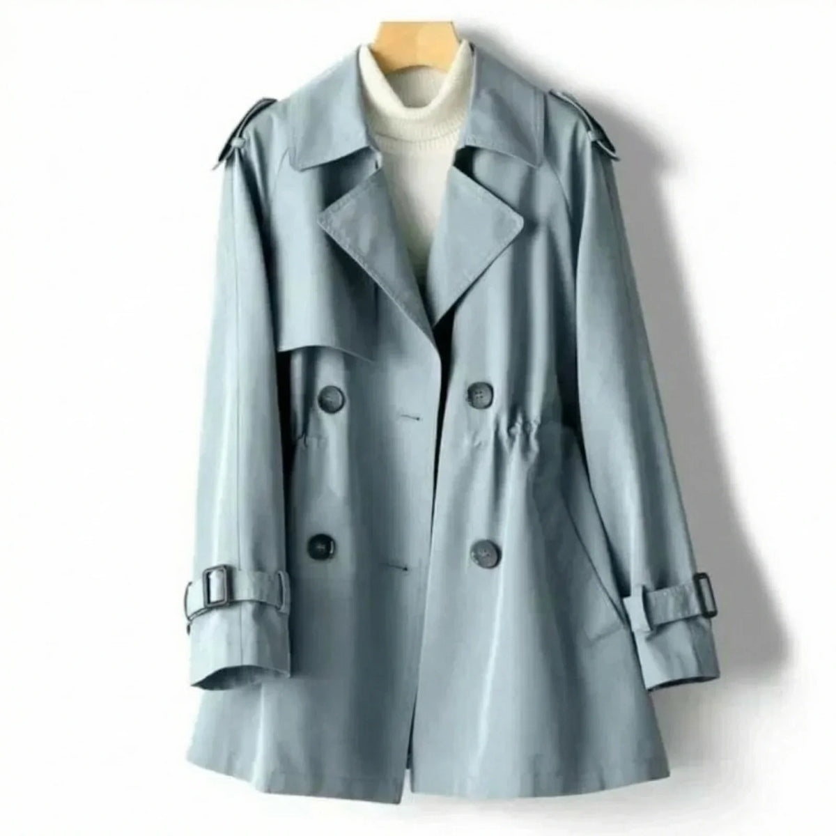 Bess | Classic Tailored Double Breasted Buckle Autumn Smart Short Trench Coat Ladies