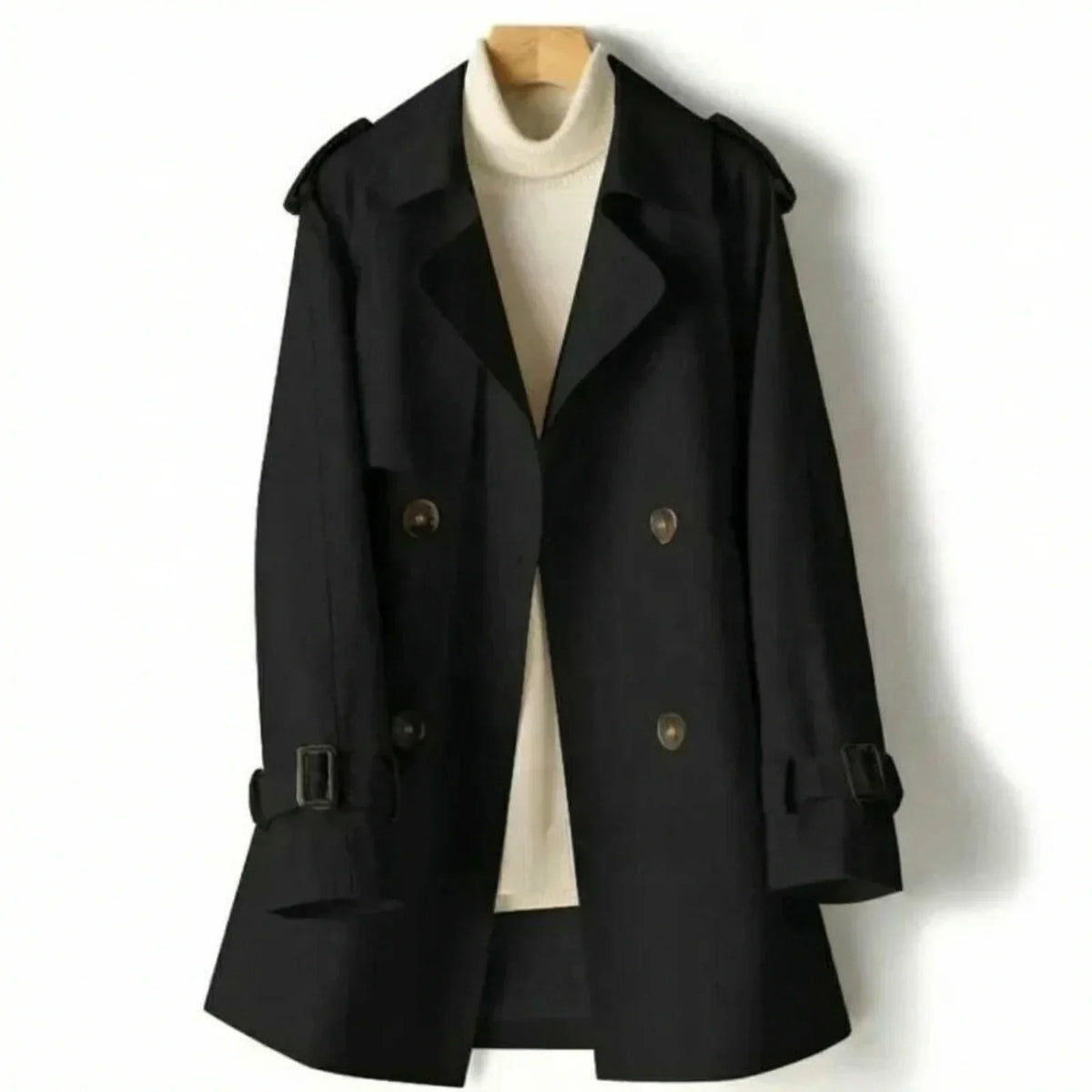 Bess | Classic Tailored Double Breasted Buckle Autumn Smart Short Trench Coat Ladies