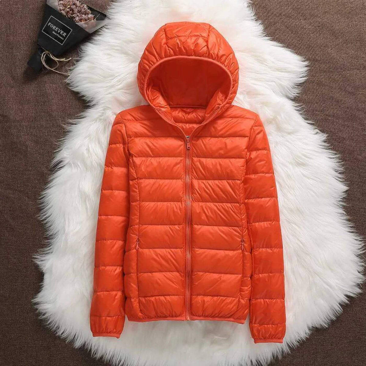 Enya | Winter Fitted Shiny Quilted Zip Up Hooded Padded Puffer Jacket Women