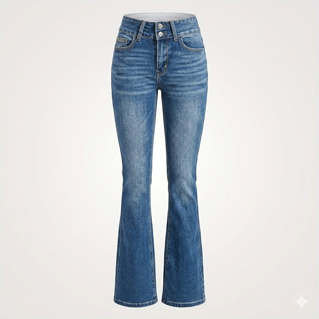 Olive | Autumn High Waisted Pocket Flare Jeans Women