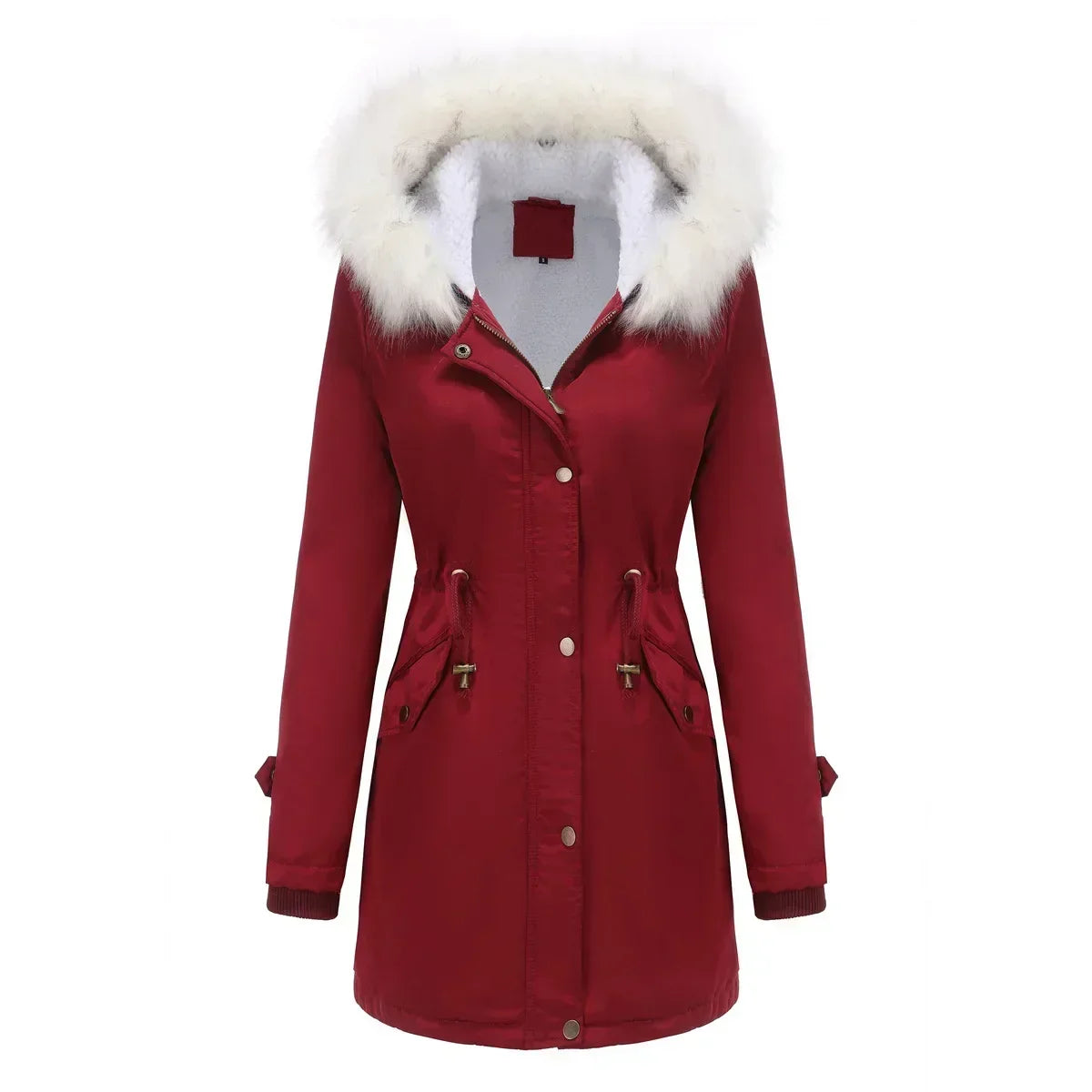Lexi | Fleece Lined Faux Fur Hooded Tie Waist Pockets Winter Parka Coat Women