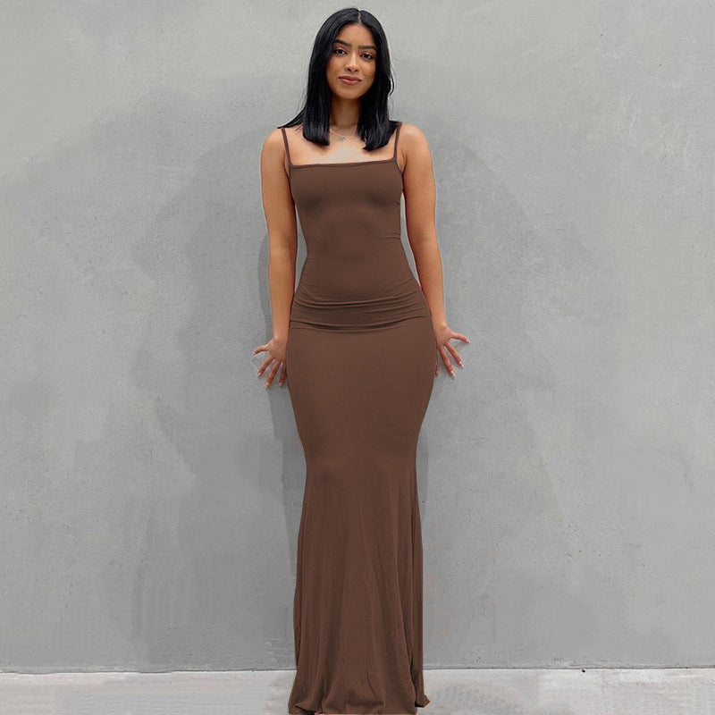 Nala | Strappy Square Neck Bodycon Mermaid Maxi Evening Dress Women