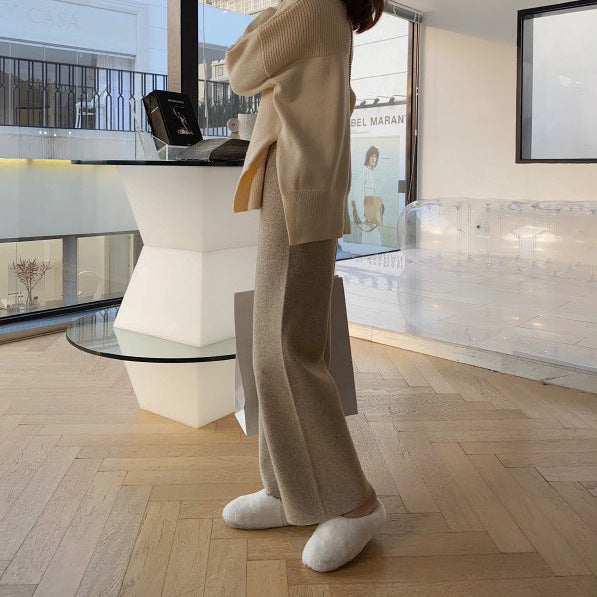 Celia | Knitted Autumn Winter Wide Leg Trousers Women