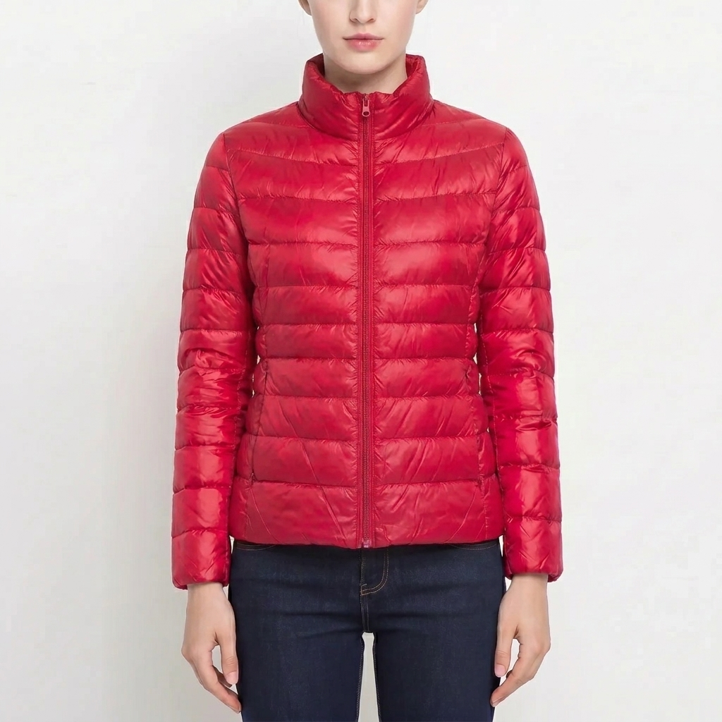 Selma | Winter Fitted Funnel Neck Zip Up Short Quilted Puffer Jacket Women