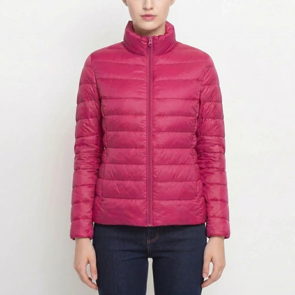 Selma | Winter Fitted Funnel Neck Zip Up Short Quilted Puffer Jacket Women