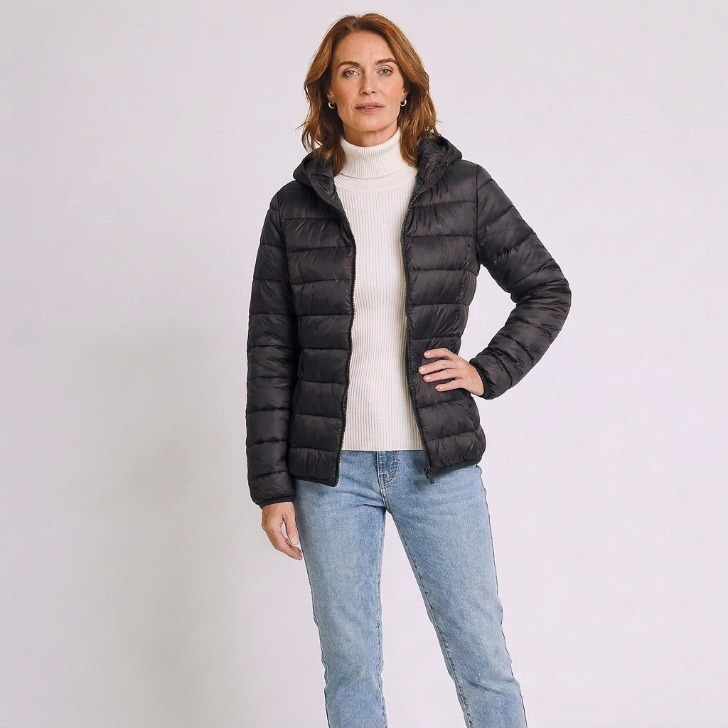 Alba | Winter Zip Up Hooded Short Quilted Padded Puffer Jacket Women