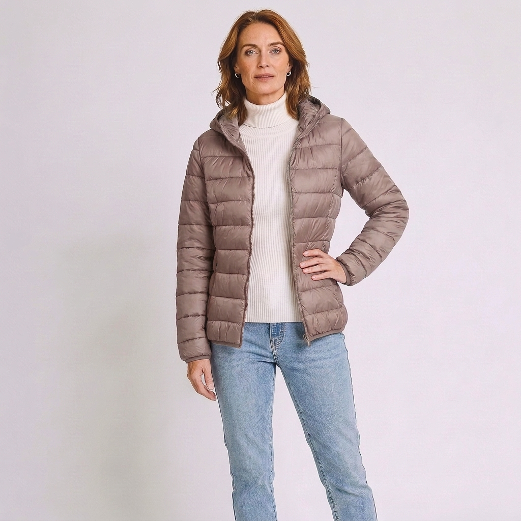 Alba | Winter Zip Up Hooded Short Quilted Padded Puffer Jacket Women
