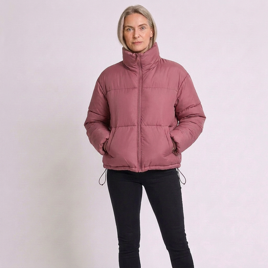 Shay | Quilted Winter Oversized Funnel Neck Zip Up Boxy Short Puffer Jacket Women