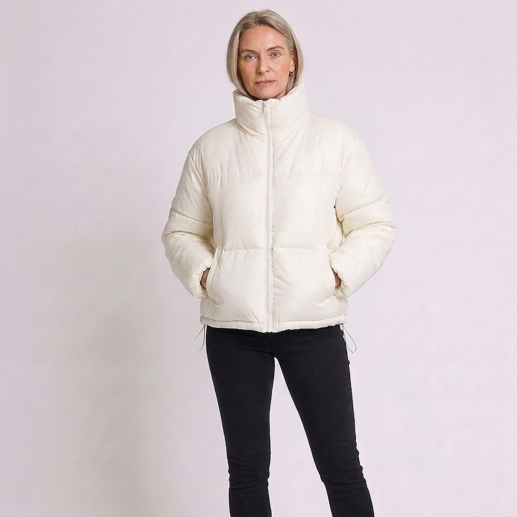 Shay | Quilted Winter Oversized Funnel Neck Zip Up Boxy Short Puffer Jacket Women
