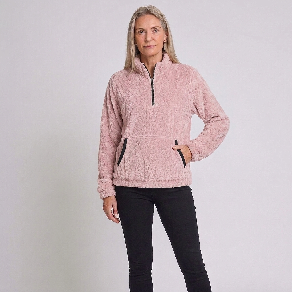 Carys | Winter Funnel Neck Quarter Zip Fluffy Pocket Fleece Jacket Women