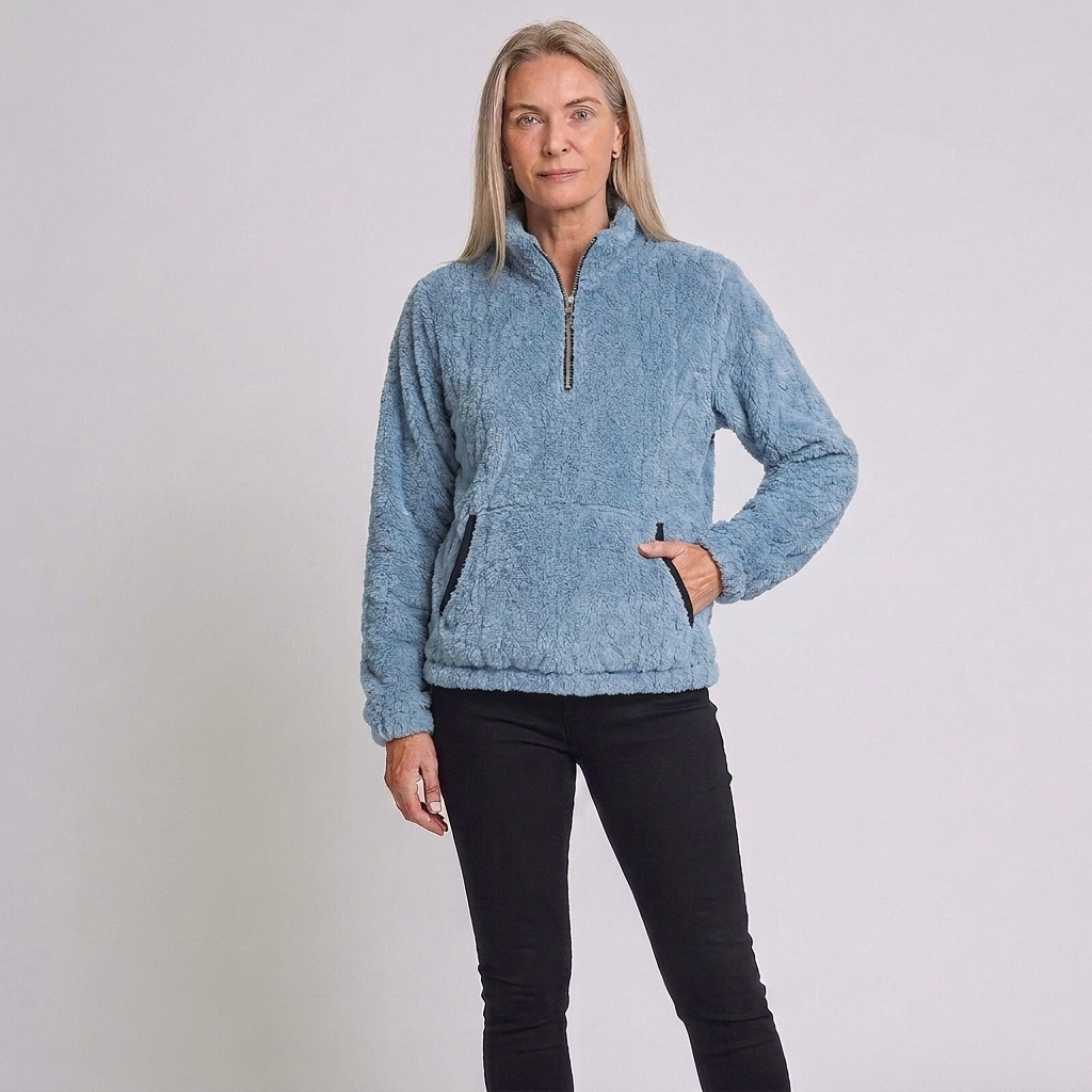 Carys | Winter Funnel Neck Quarter Zip Fluffy Pocket Fleece Jacket Women