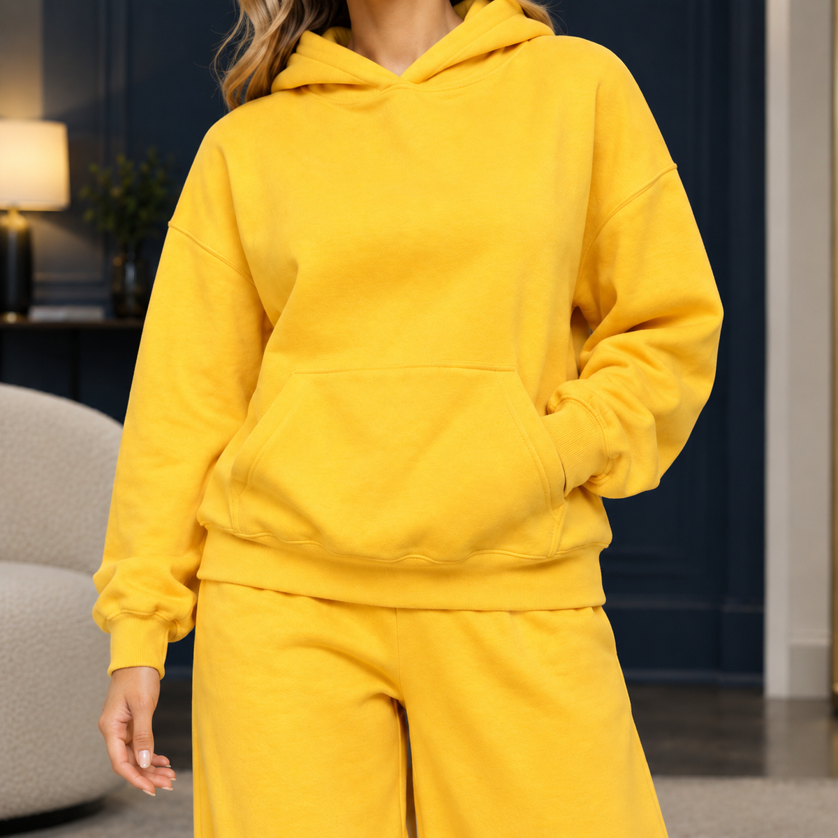 Kit | Oversized Long Sleeve Hoodie Wide Leg Fleece Winter Tracksuit Women
