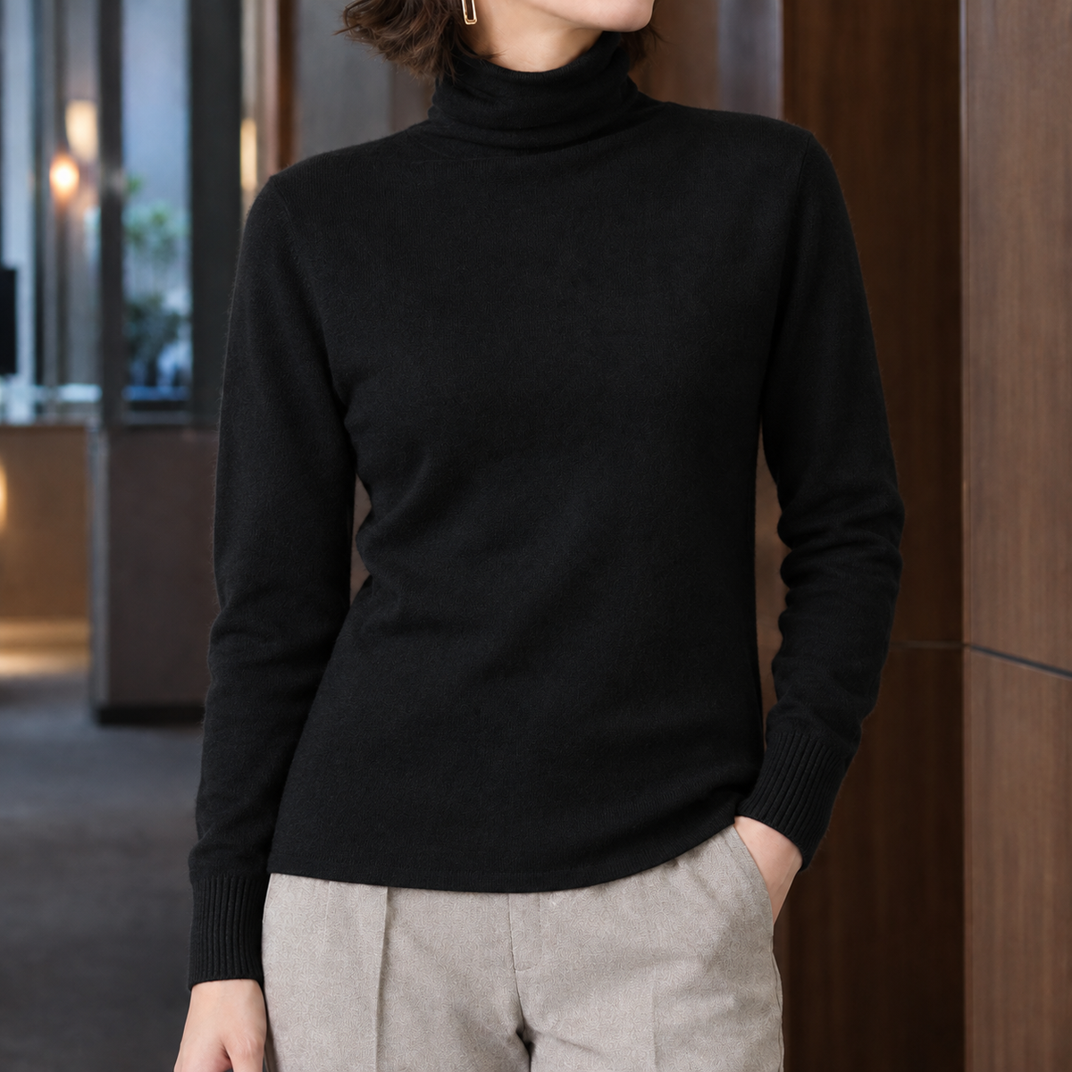 Sally | Turtleneck Fitted Long Sleeve Ribbed Autumn Work Hip Length Jumper Women