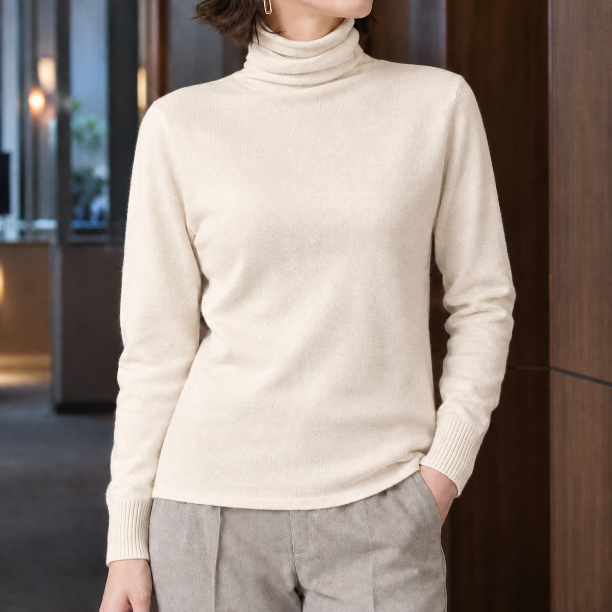 Sally | Turtleneck Fitted Long Sleeve Ribbed Autumn Work Hip Length Jumper Women