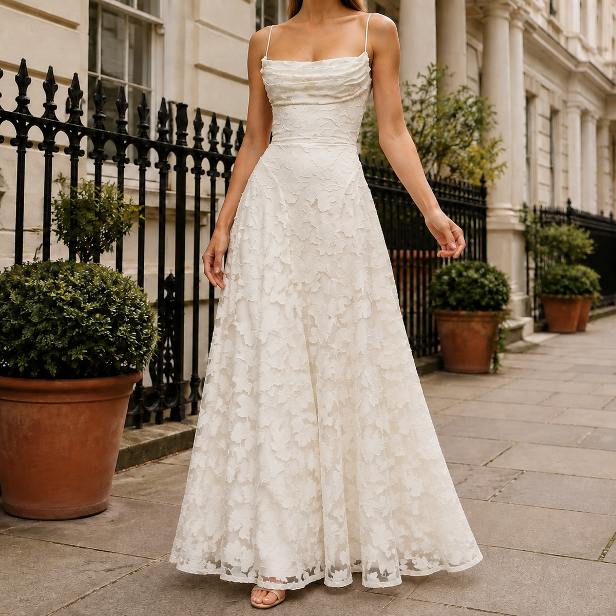 Holly | Floral Backless Ruched A Line Maxi Evening Dress Women