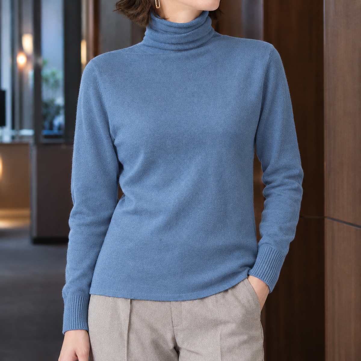 Sally | Turtleneck Fitted Long Sleeve Ribbed Autumn Work Hip Length Jumper Women