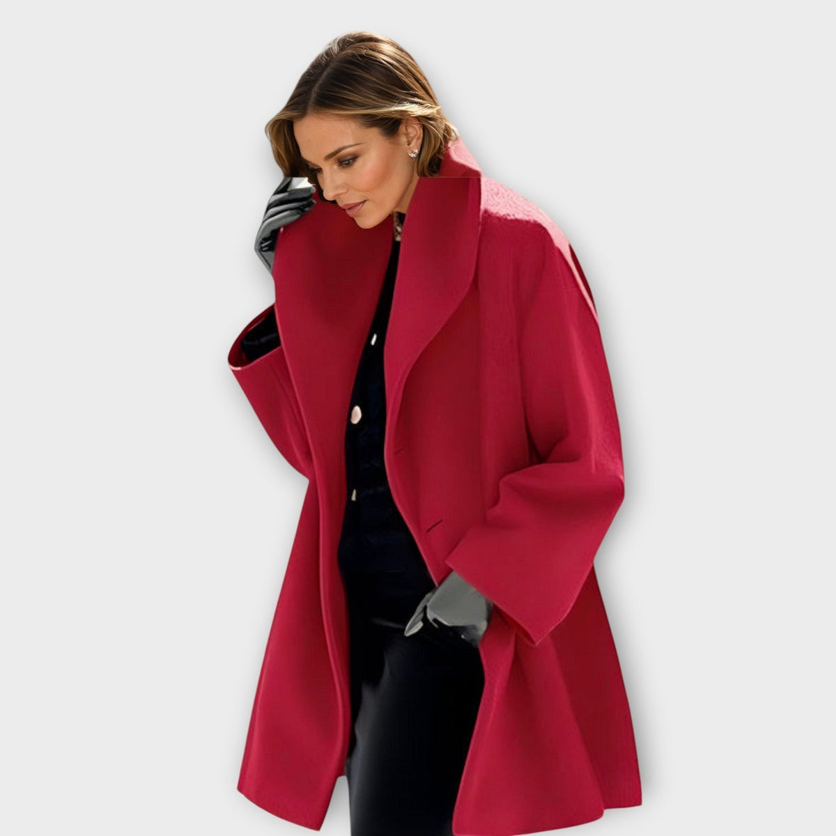 Longline Wool Coat with Relaxed Drape - Light Blue