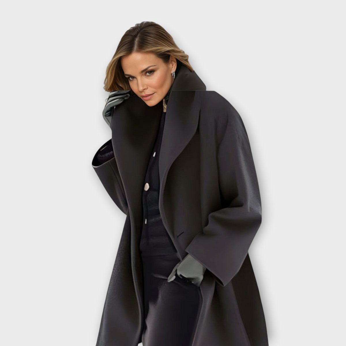 Longline Wool Coat with Relaxed Drape - Light Blue