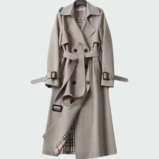Double Breasted Trench Coat with Belt - Camel