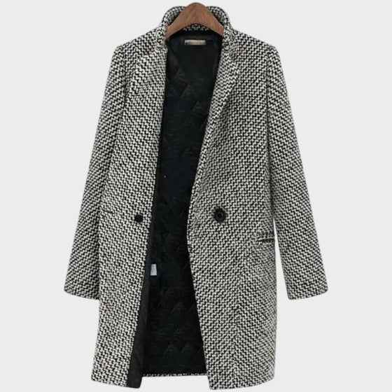 Jolie | Tweed Tailored Collar Pockets Mid Length Winter Smart Coat Women