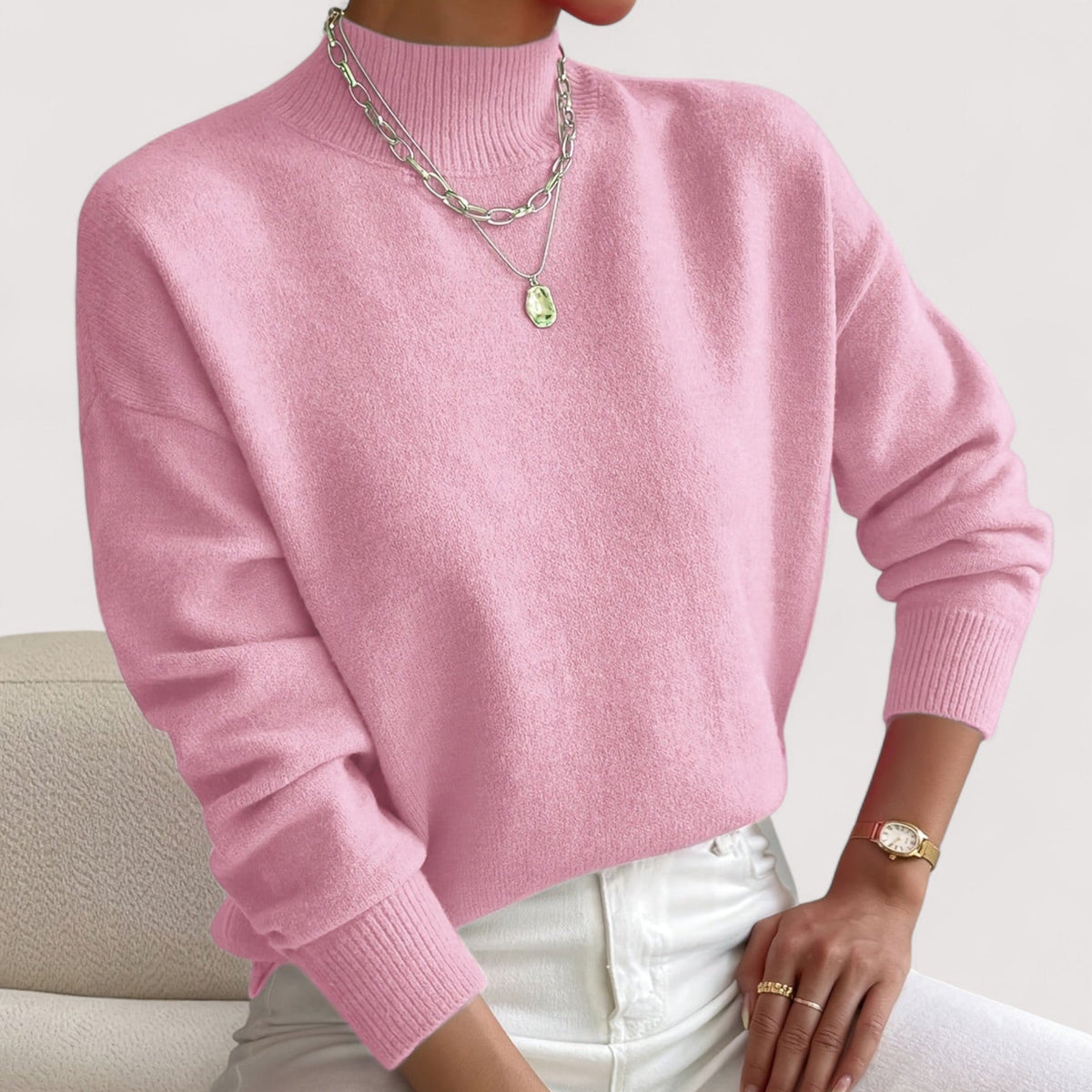 Coco | Oversized Drop Shoulder Long Sleeve High Neck Autumn Winter Ribbed Jumper Women