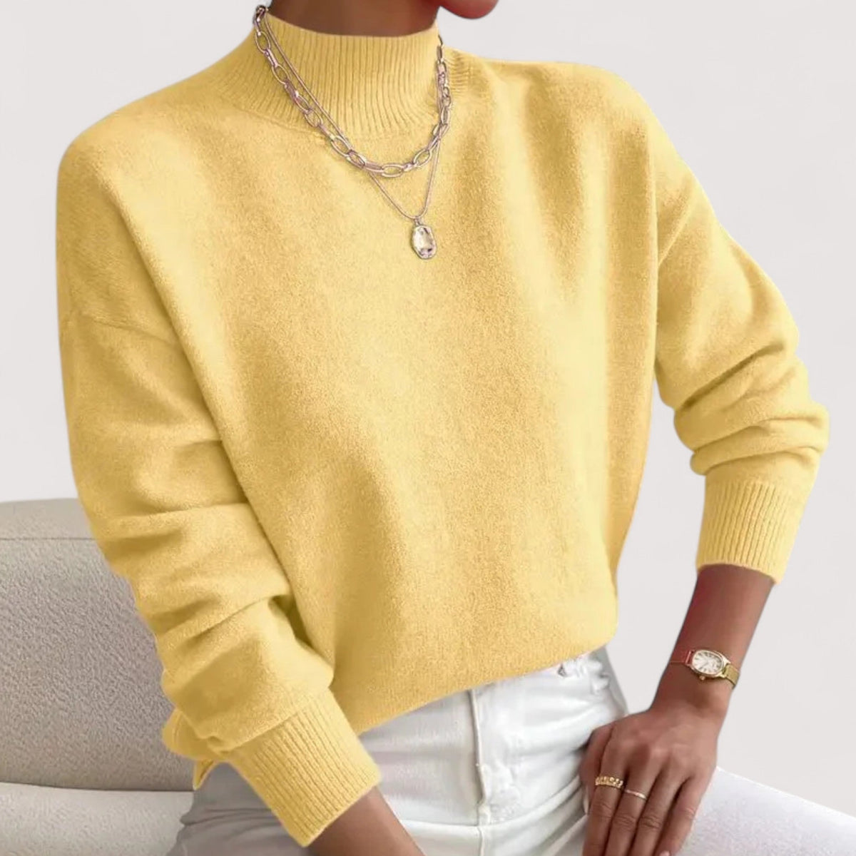 Coco | Oversized Drop Shoulder Long Sleeve High Neck Autumn Winter Ribbed Jumper Women