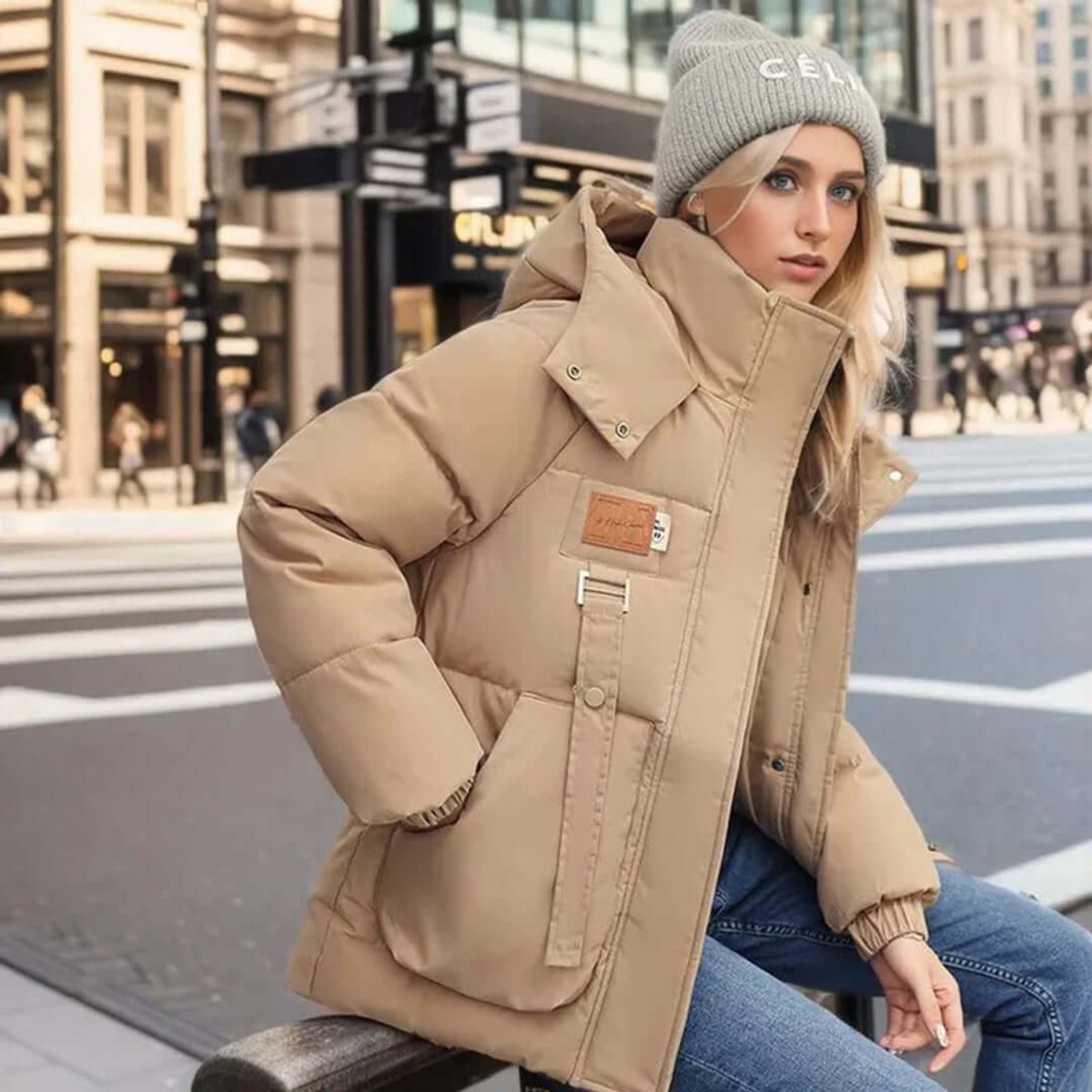 Wren | Winter Oversized Hooded Funnel Neck Quilted Puffer Jacket Women